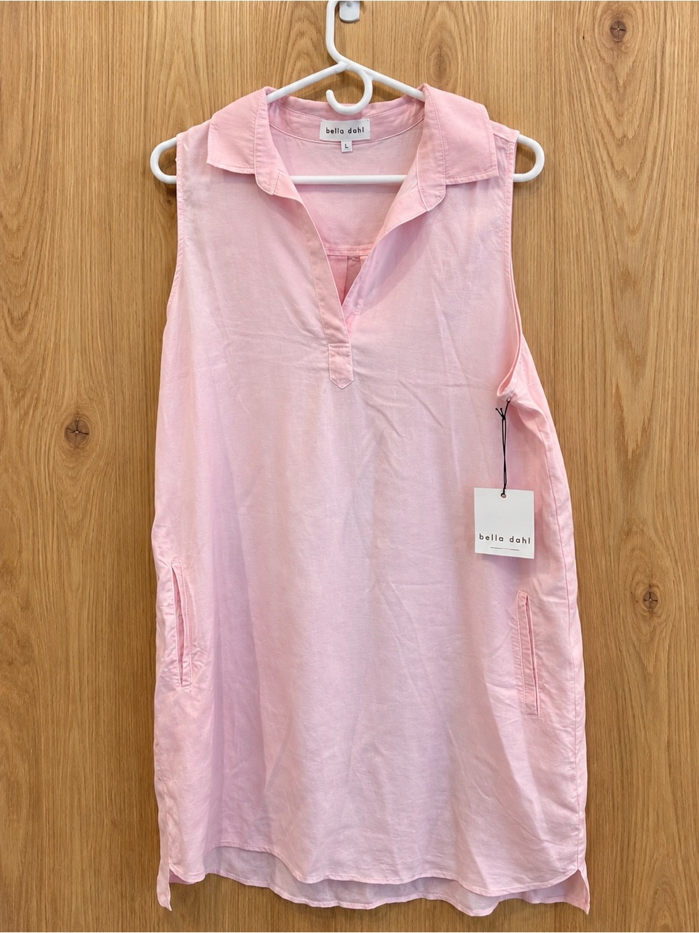Bella Dahl Pink Tencel Sleeveless A-Line Dress NWT Size L